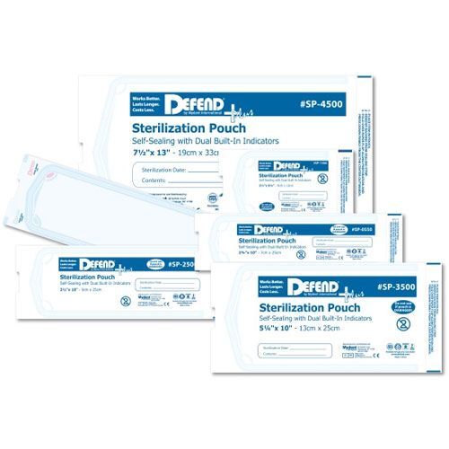 Defend Plus 3.5″ x 5.25″ Sterilization Pouch, self-sealing with built-in