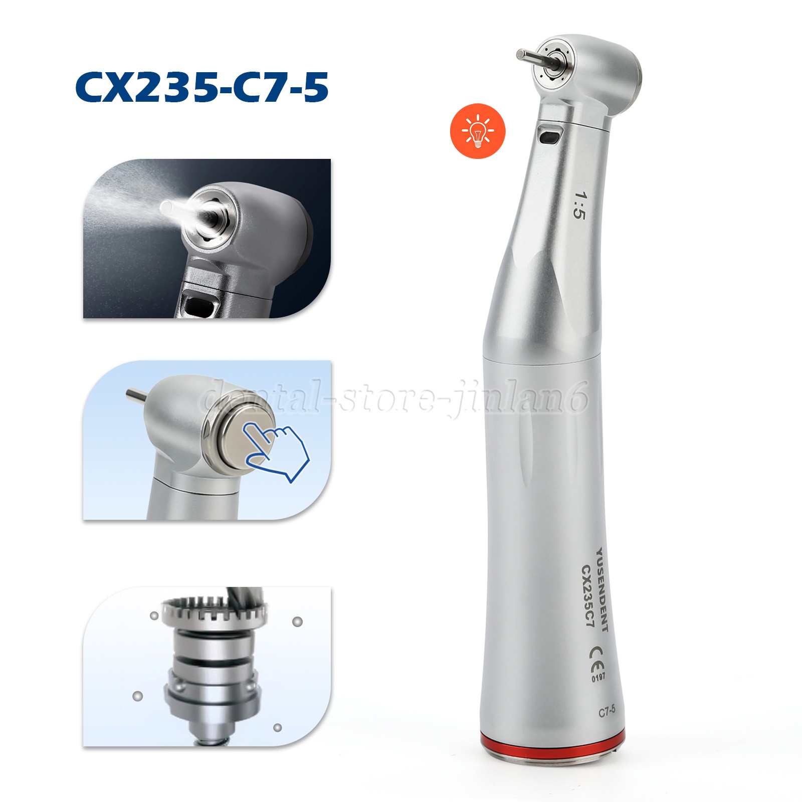 COXO Dental Optic Fiber 1:5 Contra Angle Handpiece CX235C7 C7-5 Standard Head
