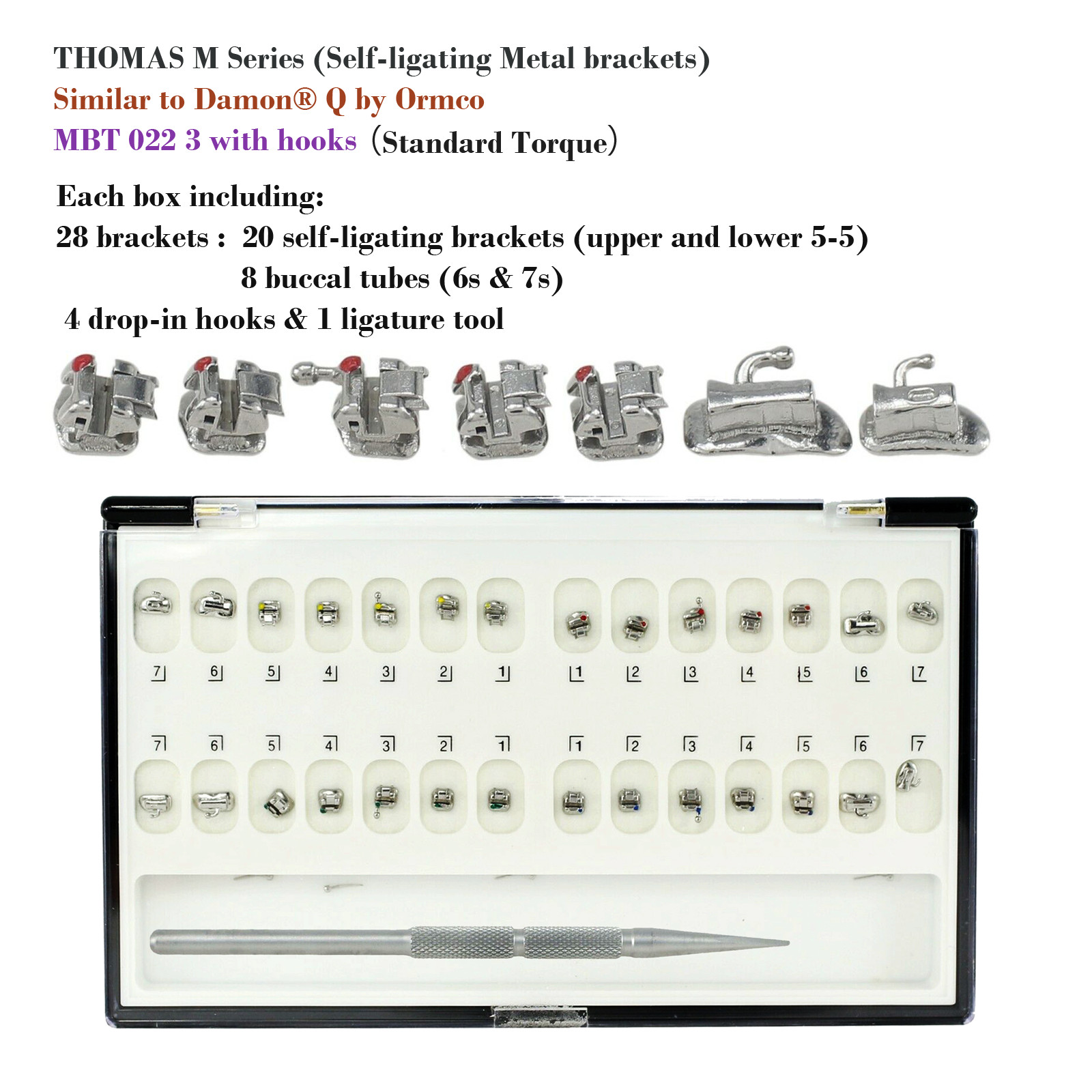 Dental Orthodontic Brackets Mini Self Ligating Metal Roth MBT 022 DAMON Empower