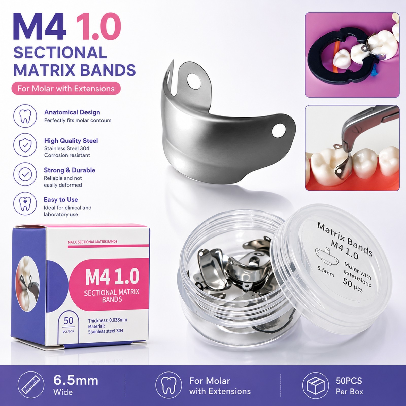 Dental Matrix Bands Sectional Ring Clamp Fit Garrison Palodent V3 System Set C2