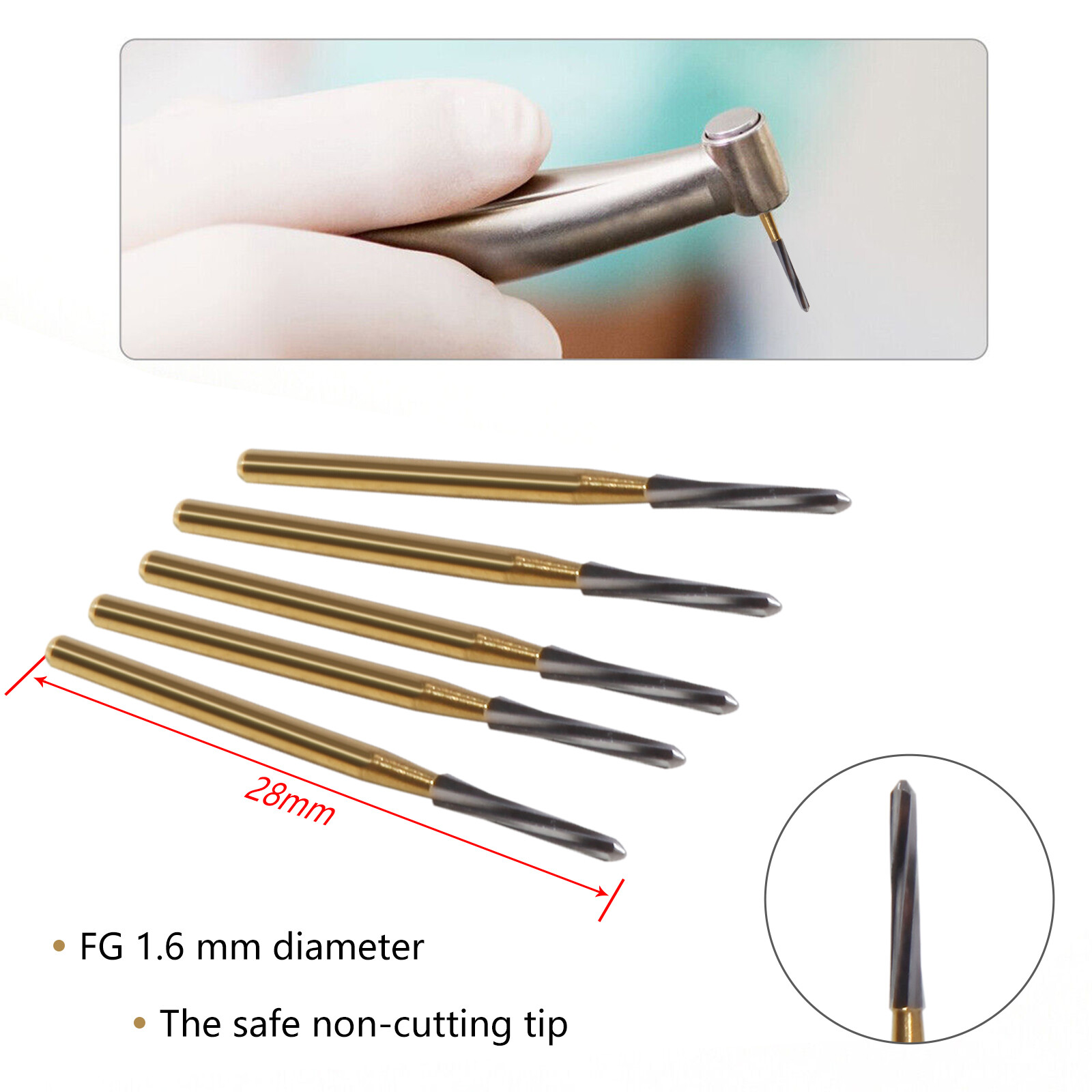Dental Endo-Z Bur Carbide Tungsten Surgical Cutter Drill Burr 1.0*28mm 5pcs/pack