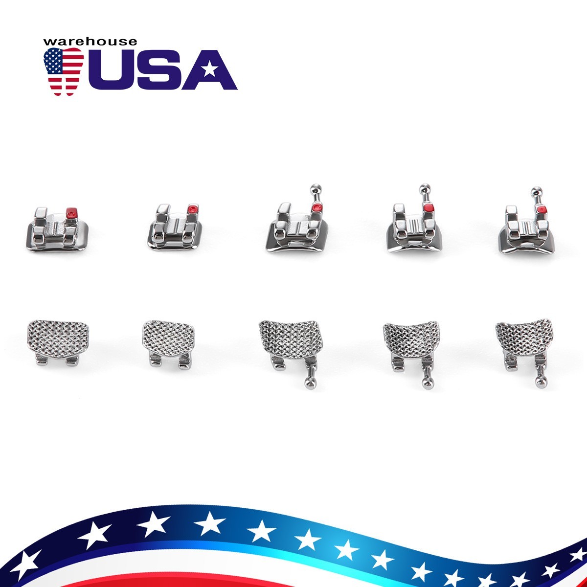 Dental Ortho Stainless Brackets Braces Mesh Base Mini Roth MBT 022 018 Hooks