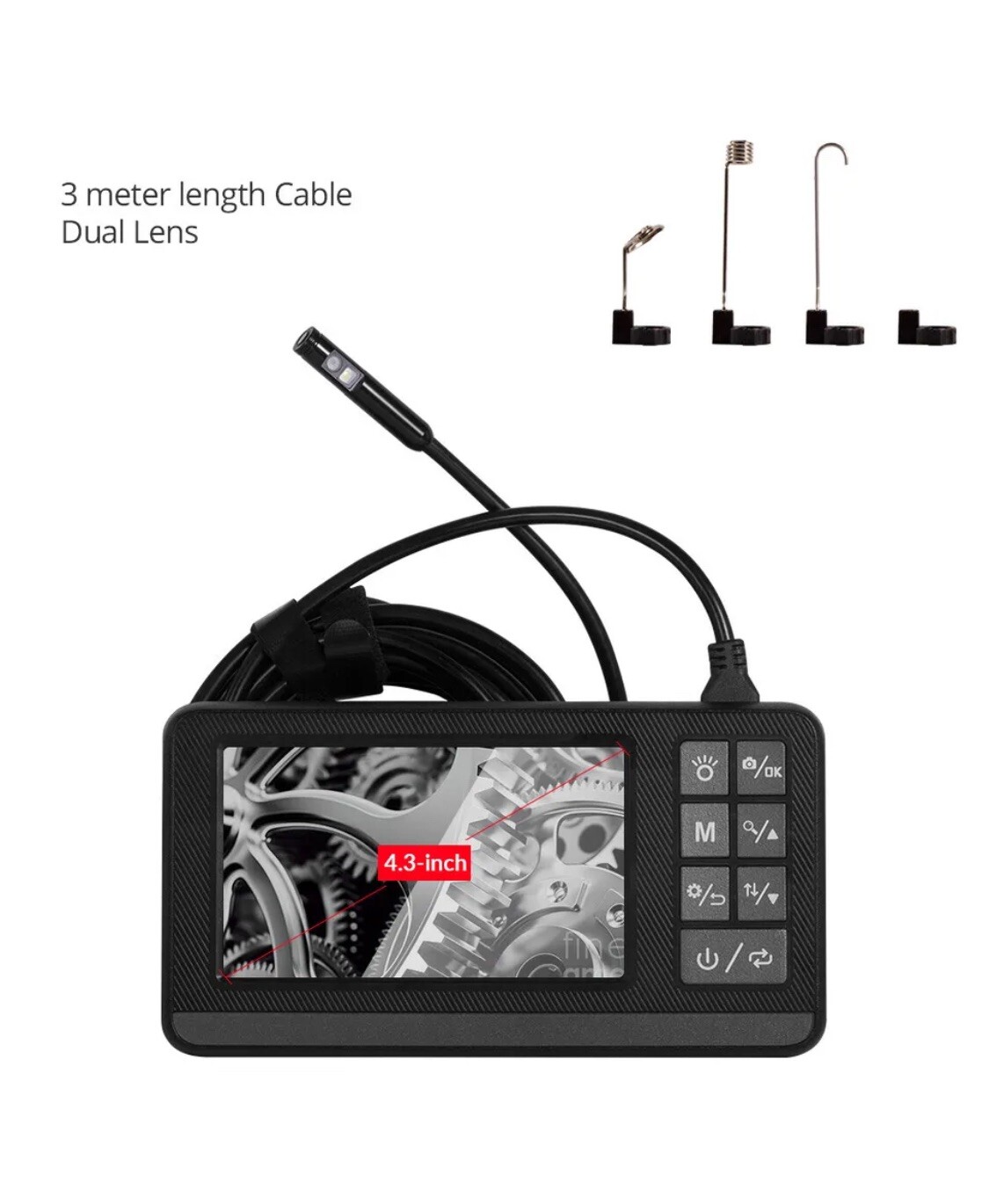 Single Lens Endoscope Camera with 1080P 4.3″ IPS Screen IP67 Waterproof-USA