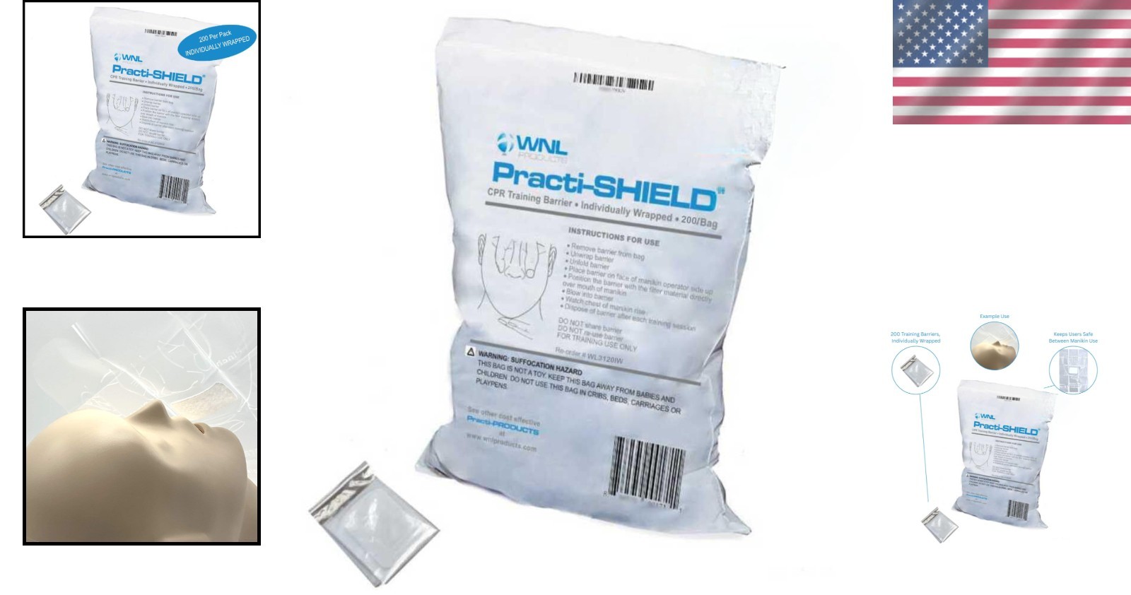 CPR Training Face Shields – Single Use, Individually Wrapped