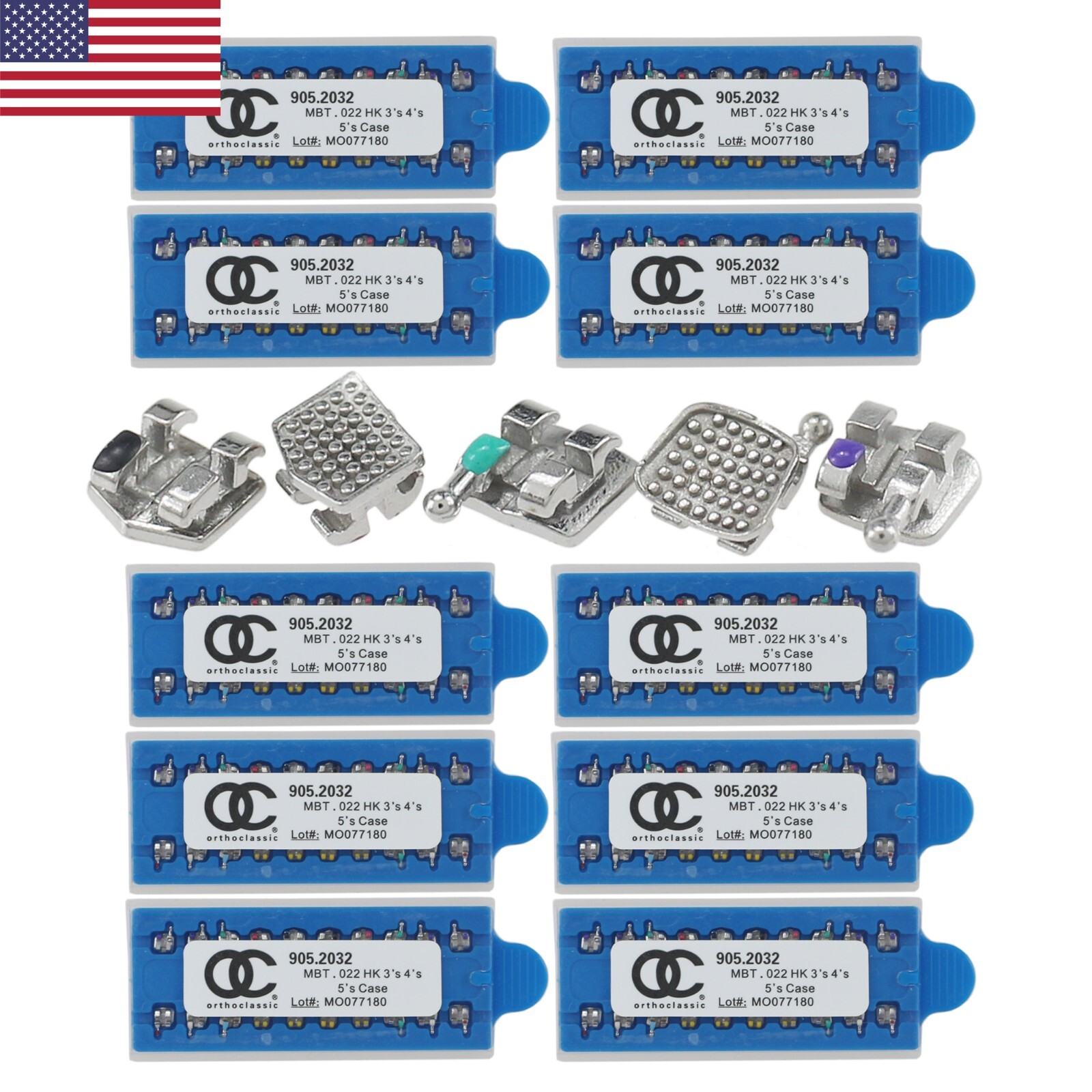 USA 10 Sets Dental Orthodontic Brackets Metal Braces MIM Mini MBT 022 345 Hooks