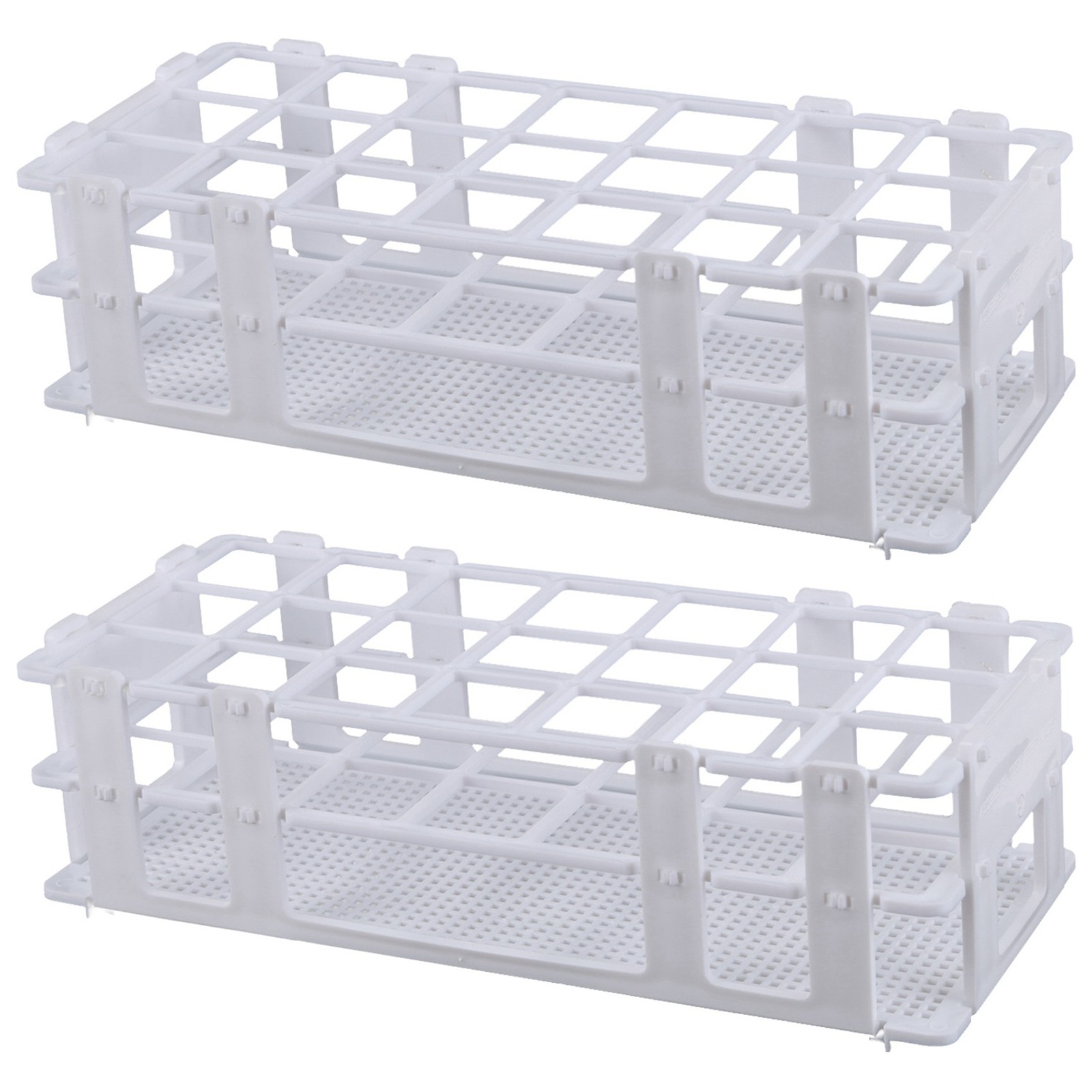 2X Plastic Test Tube Rack for 30mm Tube, 21 Well, White,Detachable (213939