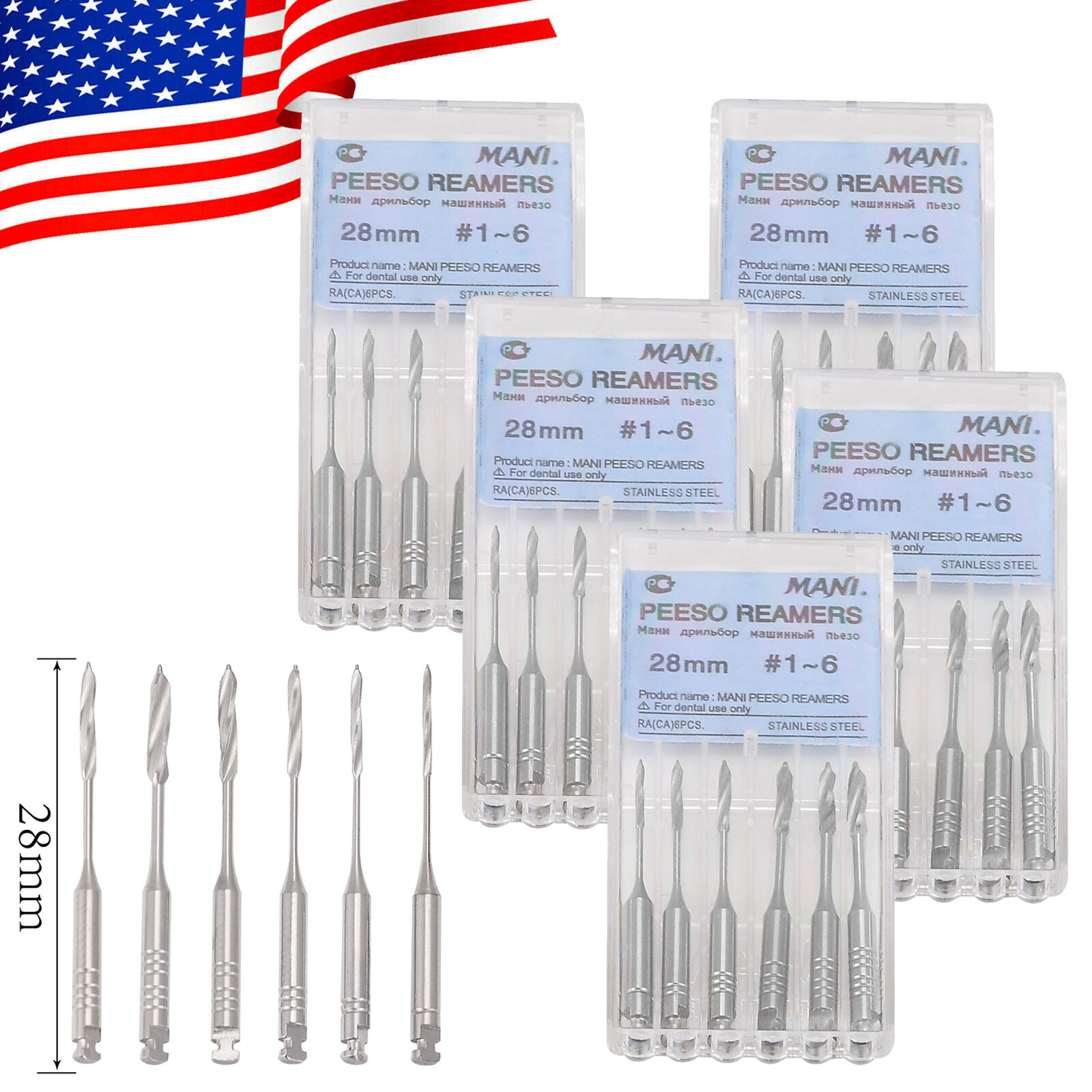 Dental Endodontic Engine Use Pesso Reamers Gates Drill Stainless Steel 6pcs/pack