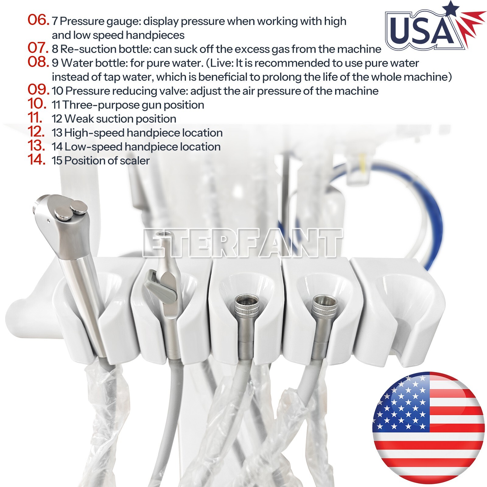 Portable 4H Mobile Dental Delivery Unit System Cart Treatment/Turbine Unit 4H