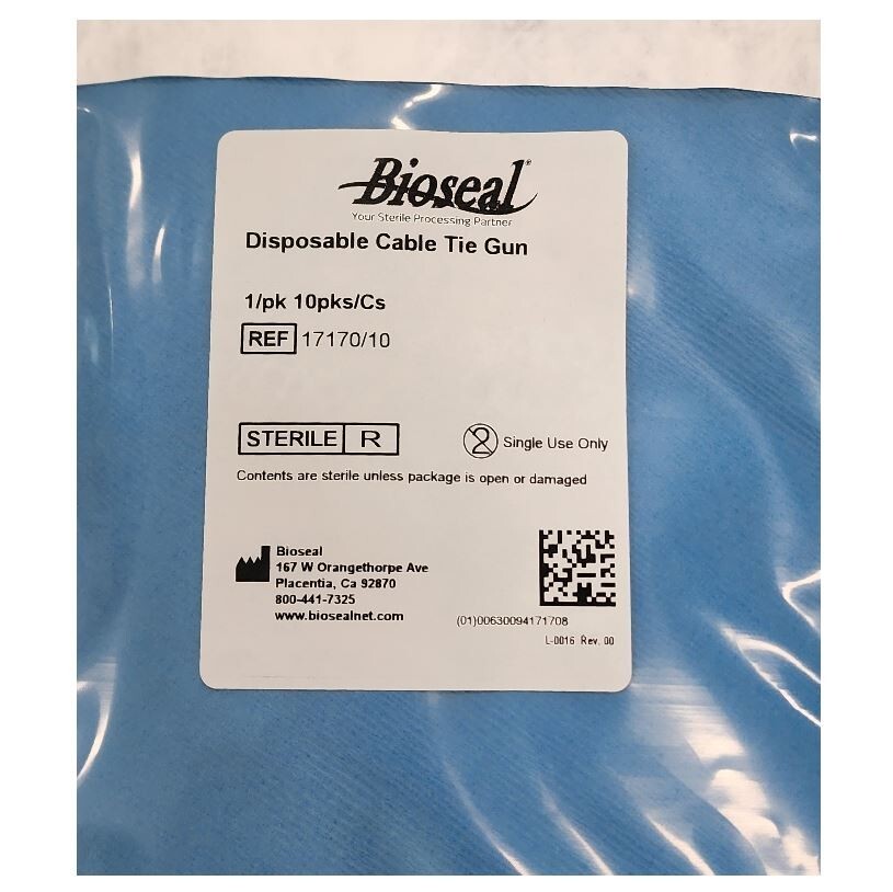 *1-Pack* Bioseal Disposable Cable Ties Gun Blue Sterile 17170/10