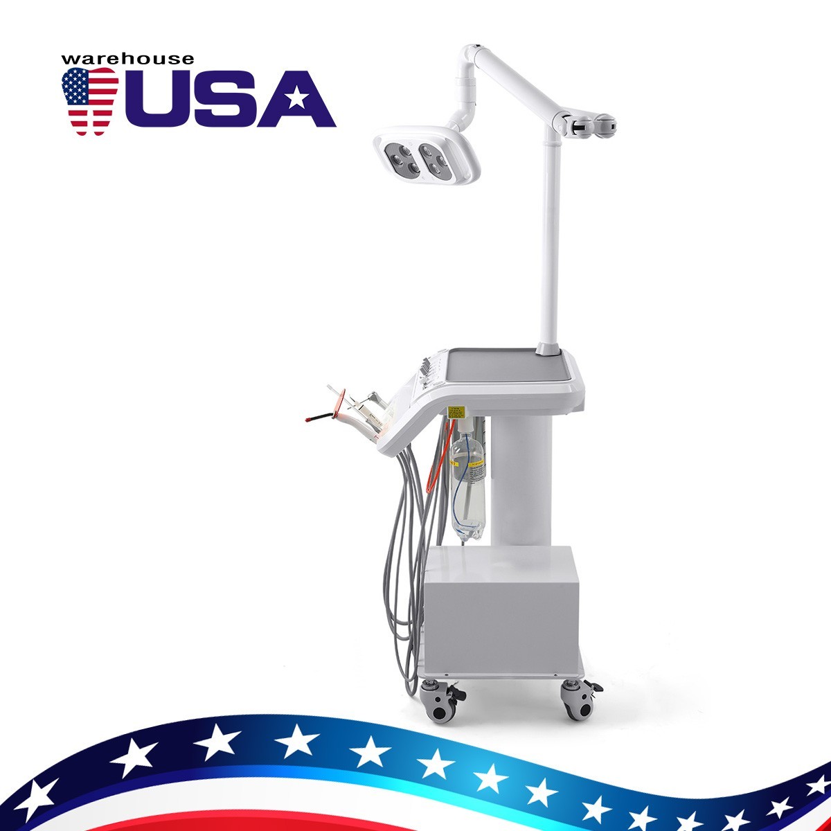 Portable Dental Mobile Delivery Unit System Air Compressor 4H/with Surgical Lamp
