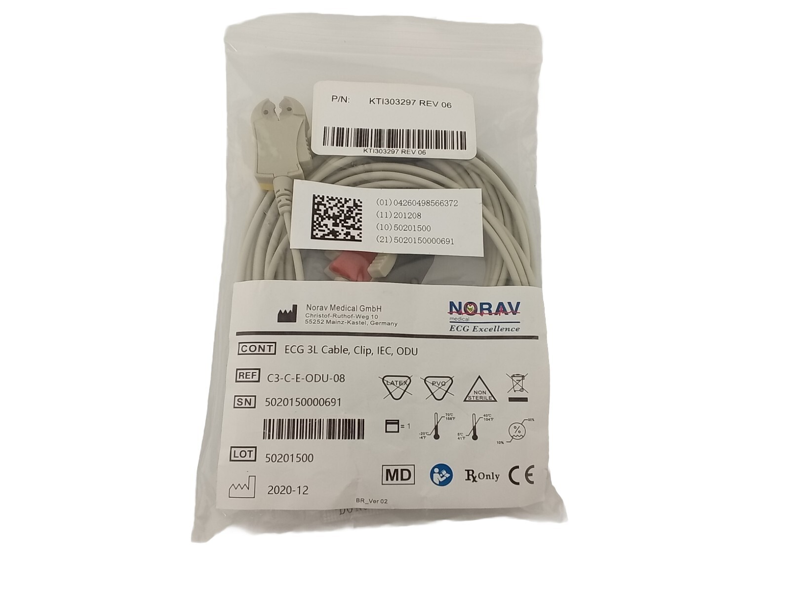 GE Healthcare ECG PATIENT CABLE IEC TYPE KTZ303297 / KTI303297 / C3-C-E-ODU