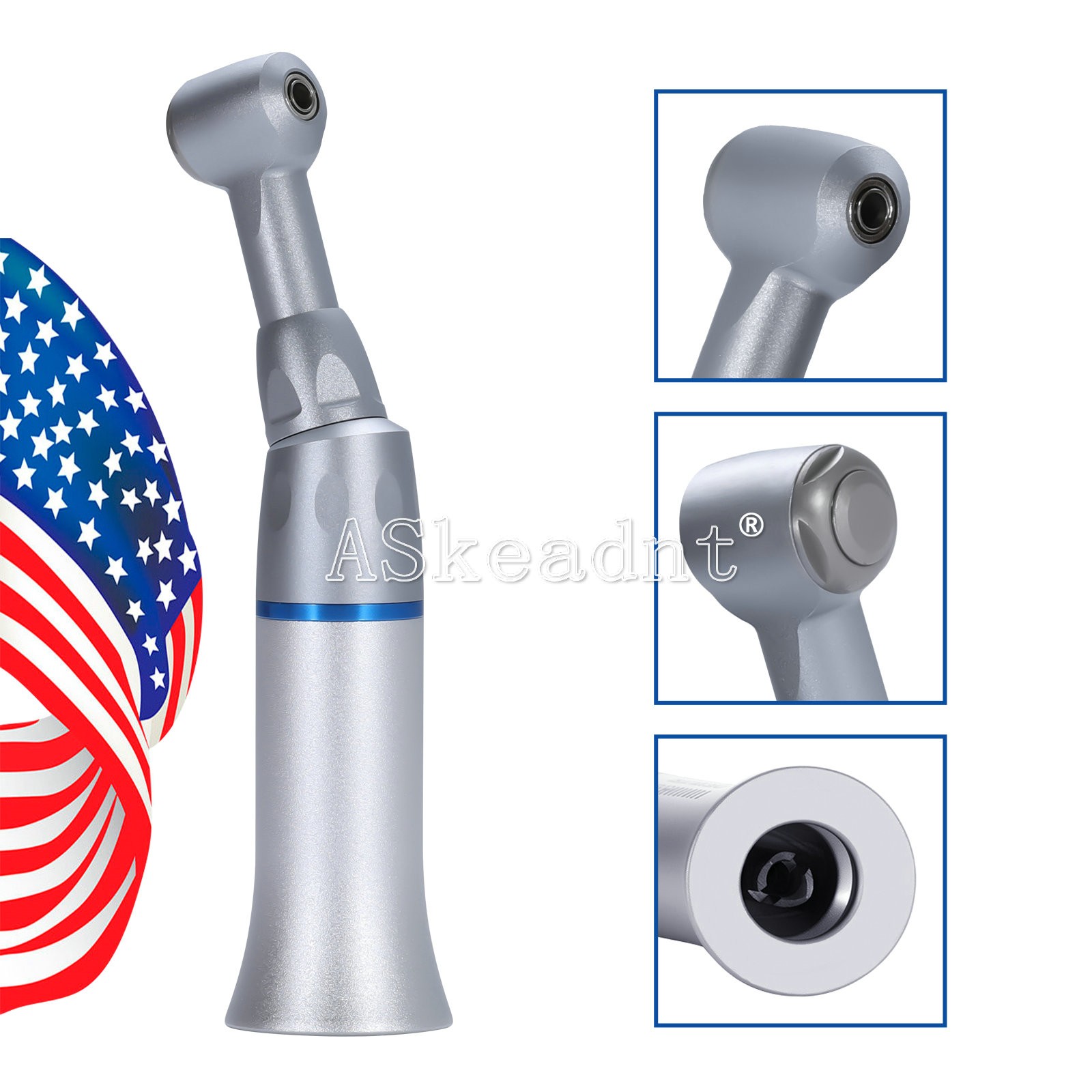 ASkeadnt Dental Low Speed Contra Angle Handpiece Push Button 1:1 E-type Attach