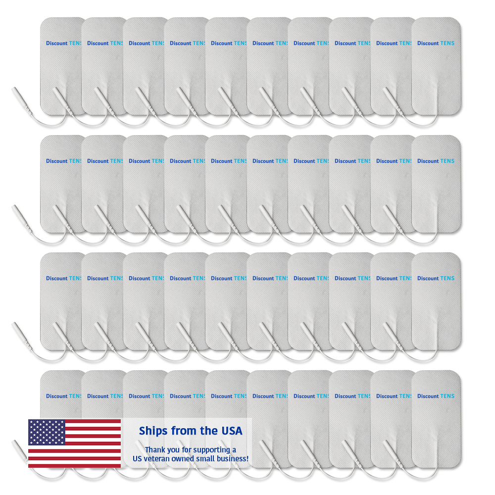 DISCOUNT TENS 2″x4″ Premium Wired Electrode Pads, 20 PAIR (40 PADS)