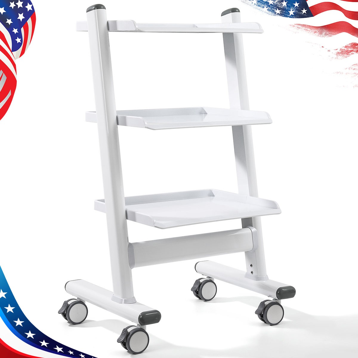 Dental Tool Rolling Cart Three Layers Trolley Built-in Socket /Doctor’s Chair