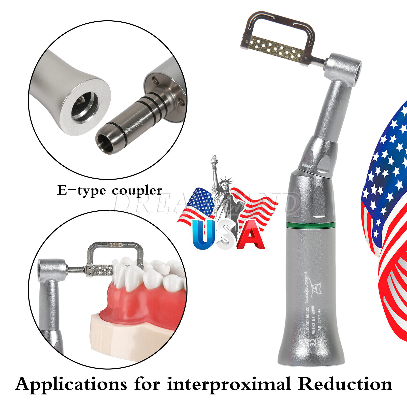 4:1 Reduction Dental Contra Angle IPR Handpiece & 10 Interproximal Strips Kit q*