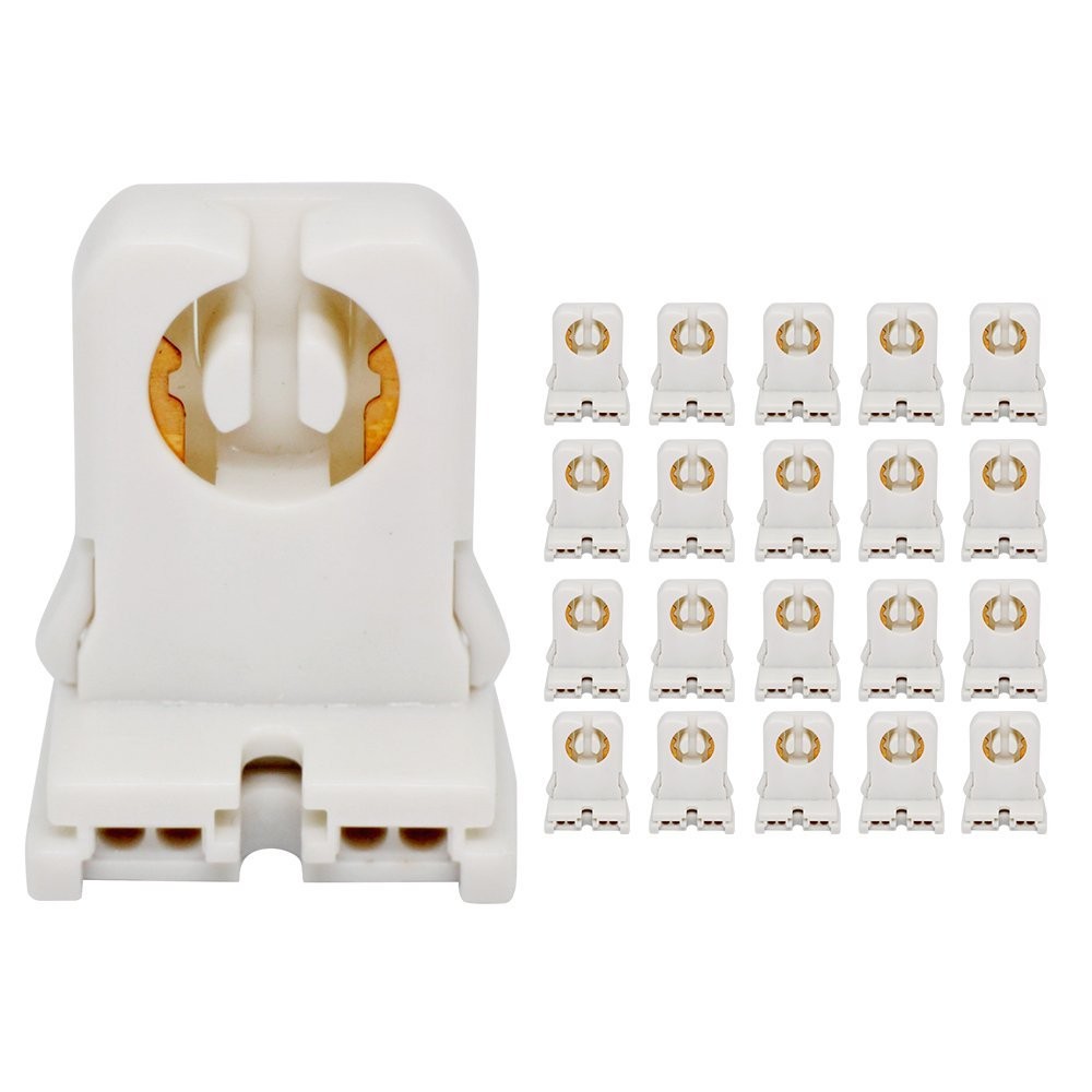 T8 LED Fluorescent Tube Lamp Holder Tombstone, 20 Count (Pack of 1), White