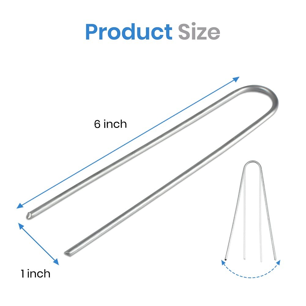Landscape Staples 6 Inch Galvanized Garden Stakes – 150 Pack Heavy Duty U-shaped