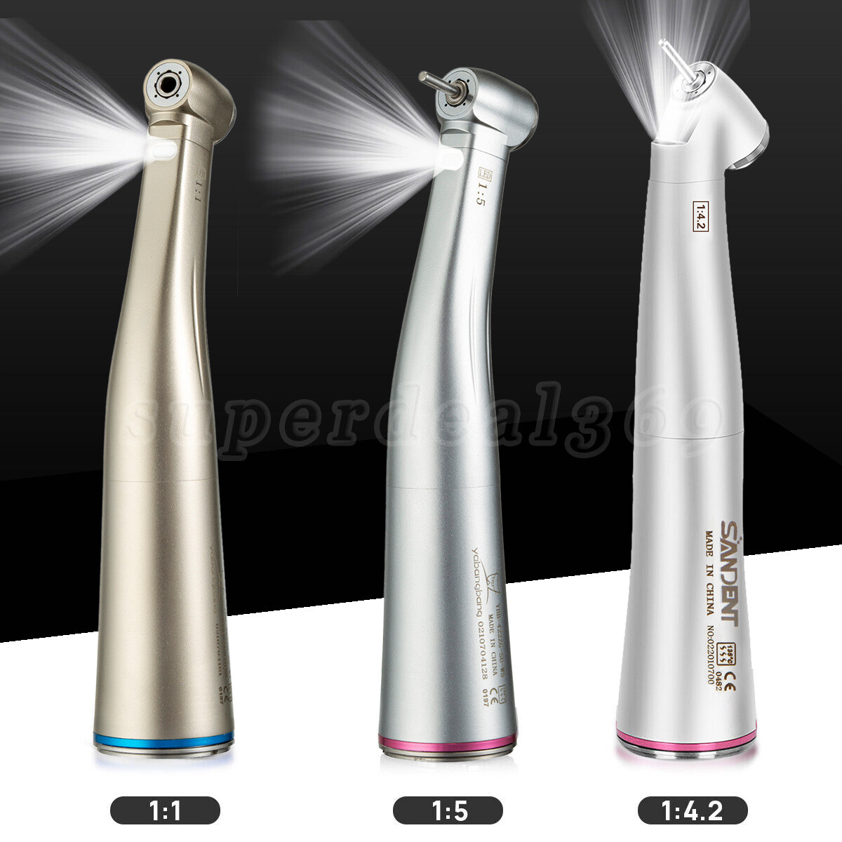 1-5 Pcs Dental 1:1 1:5 1:4.2 LED Fiber Optic Contra Angle Handpiece NSK Style po
