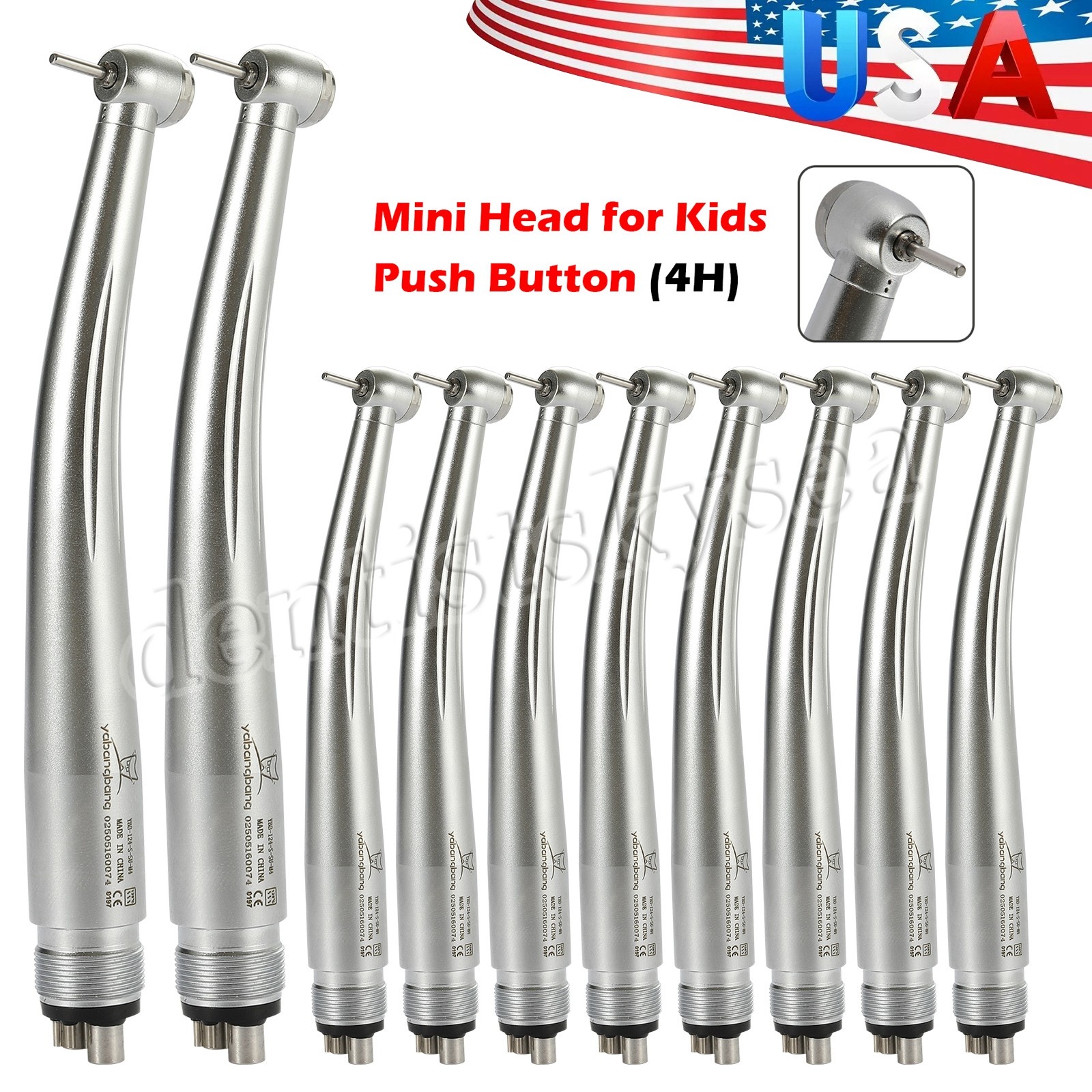 10Pcs Dental Fast High Speed Handpiece Push Button 4H U3BM Pediatric Mini