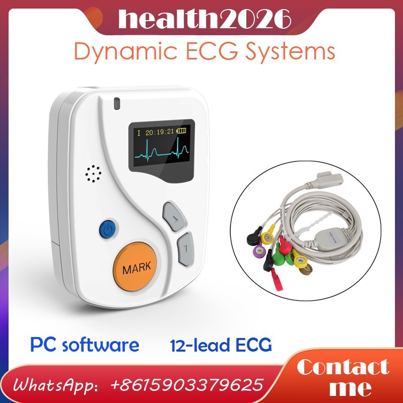 ECG Holter 24 hours 12 Channel ECG/EKG Monitor System USB software,12 lead