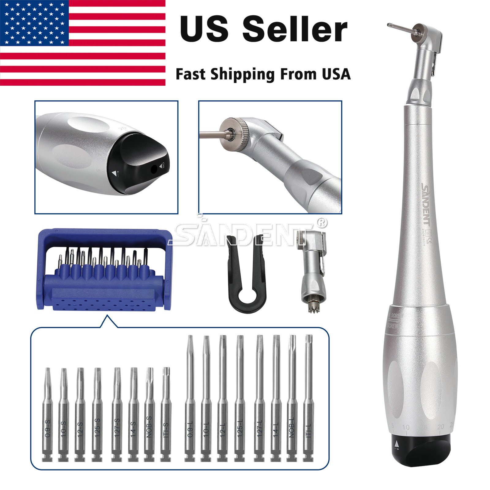 Dental Universal Implant Torque Wrench Handpiece Torque Wrench Driver 2 head+16