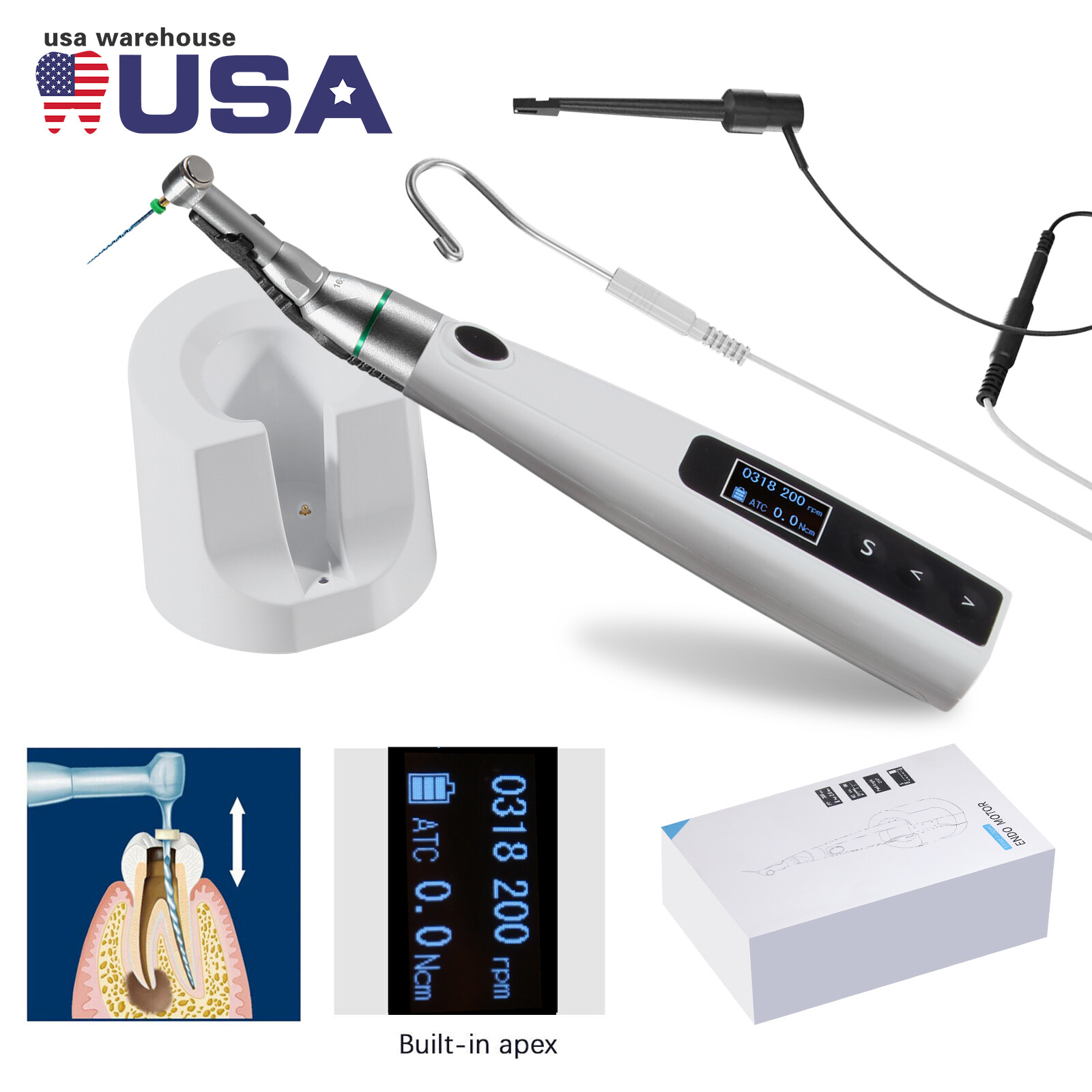 2 in 1 Wireless Dental Endo Motor Reciprocating with Built in Apex Locator LED