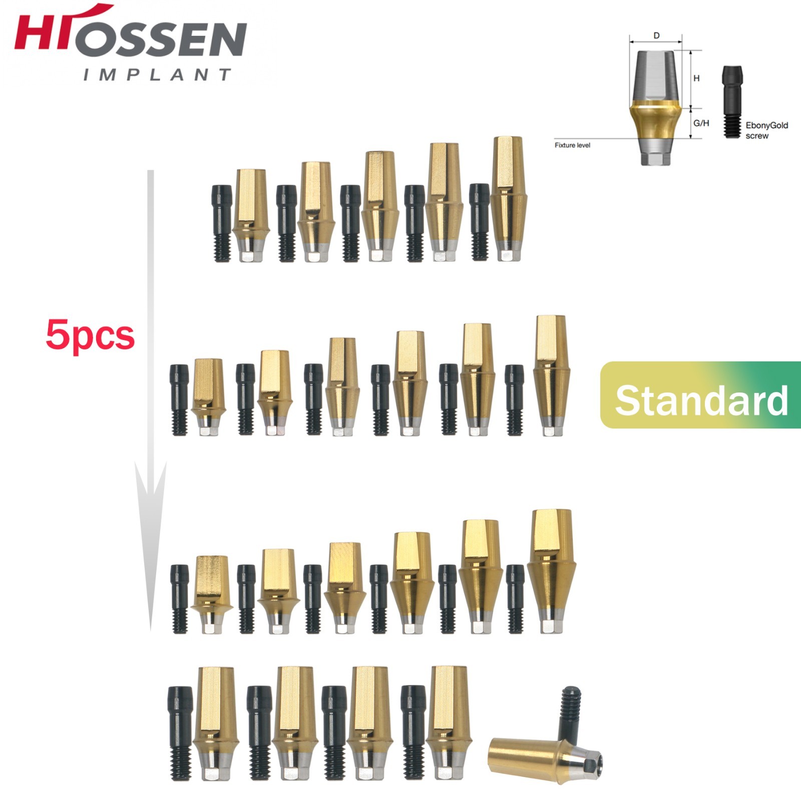 Dental Titanium Straight Abutment Regular fits Osstem Hiossen Regular with Screw