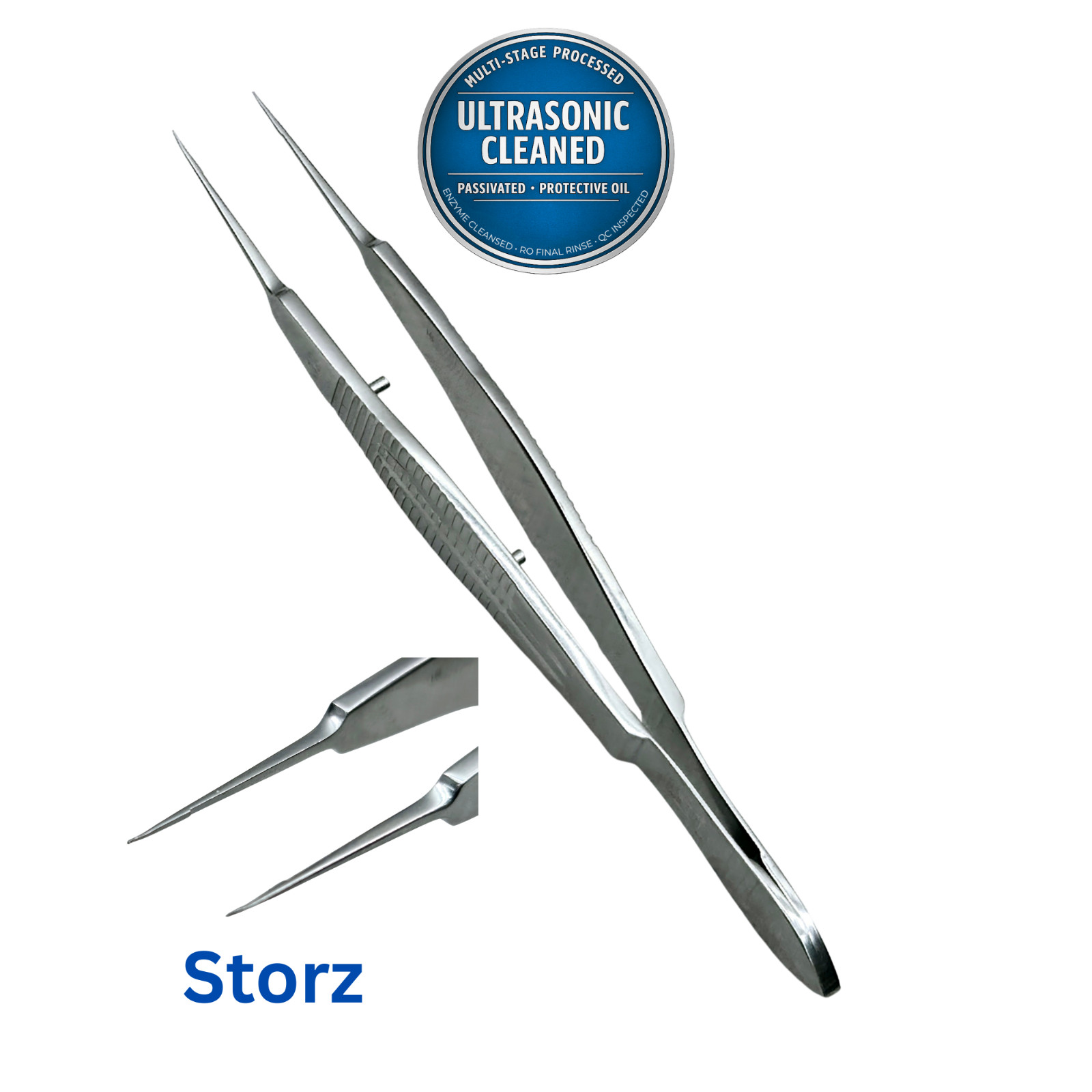 Storz E1796 Castroviejo Suturing Forceps, Straight, 1×2 Teeth, .12mm Tip, 4.25″