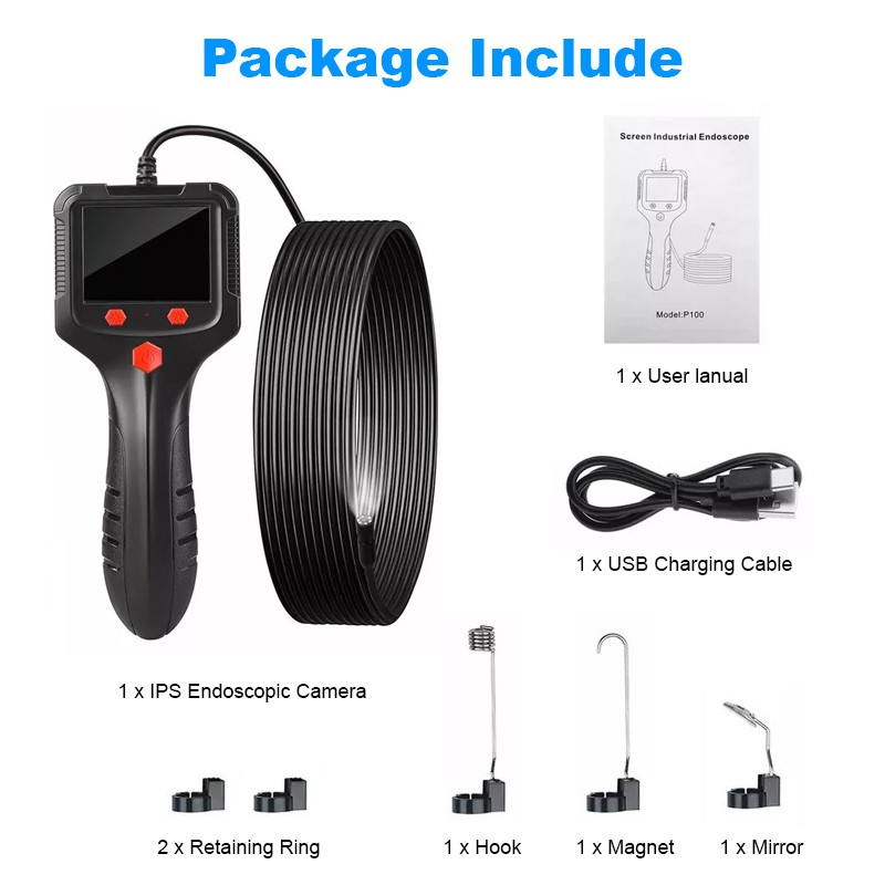 Endoscope Camera with Light, 1080P HD Borescope with 8 Adjustable Lights, IP67