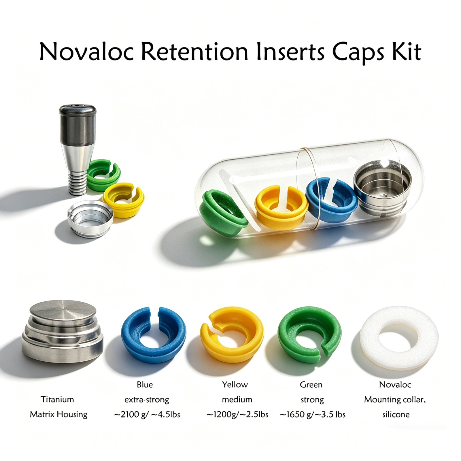 US Dental Novaloc Retention Inserts Caps Peek Locator Mounting & Demounting Tool