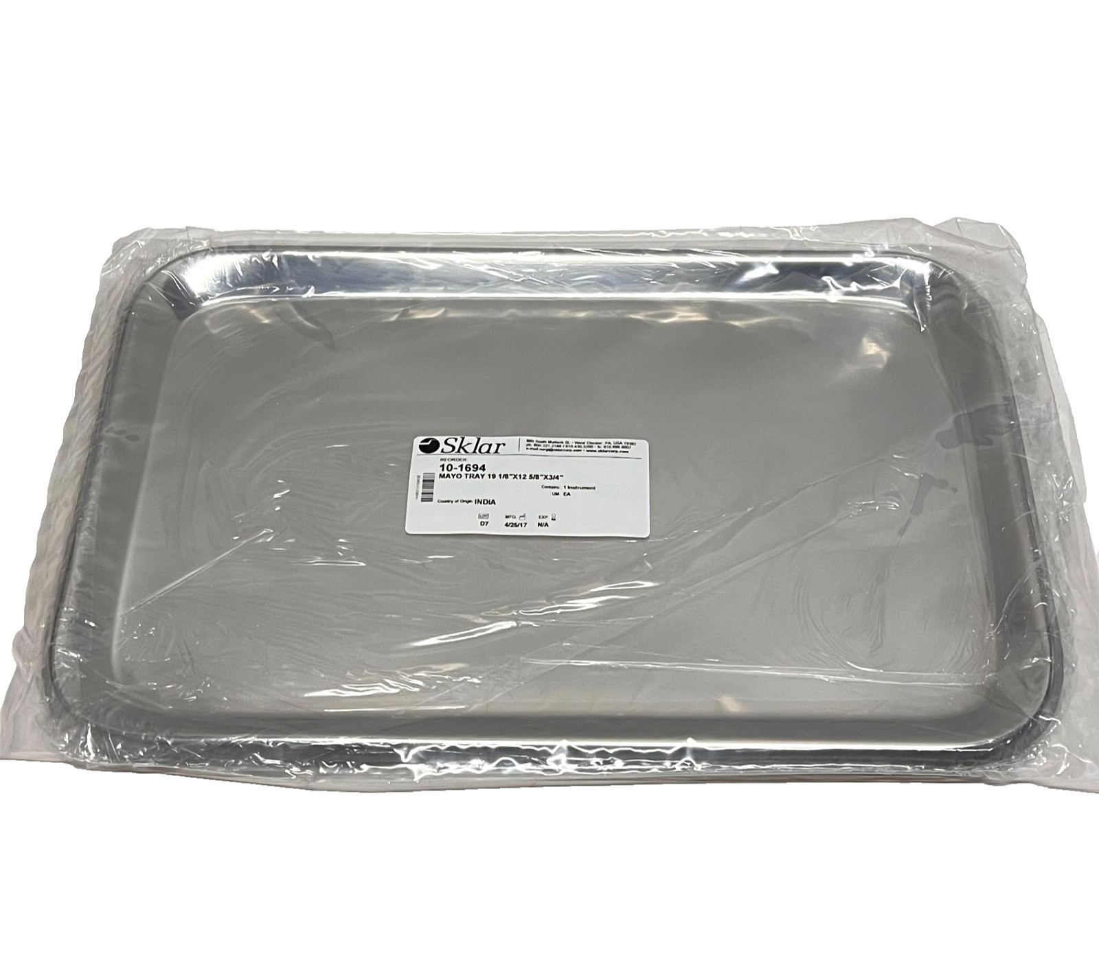 Sklar Mayo Tray – Solid, 19-1/8″ x 12-5/8″ x 3/4″ – 10-1694 – NEW