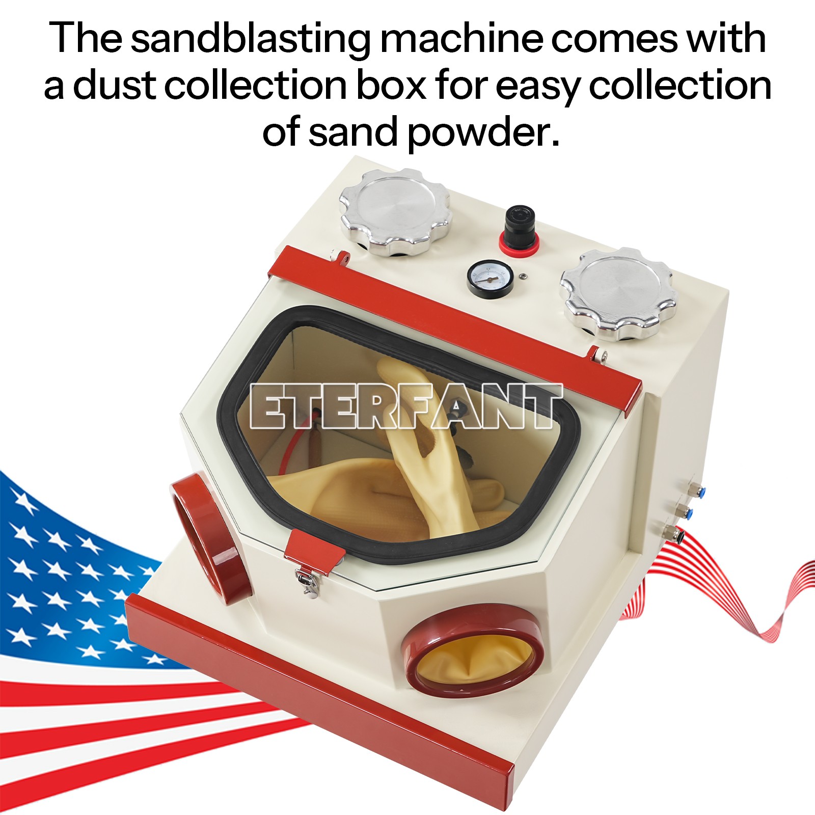 ETERFANT Dental Lab Twin Pen Sandblaster with LED Strip Light 2 Aluminum Tanks