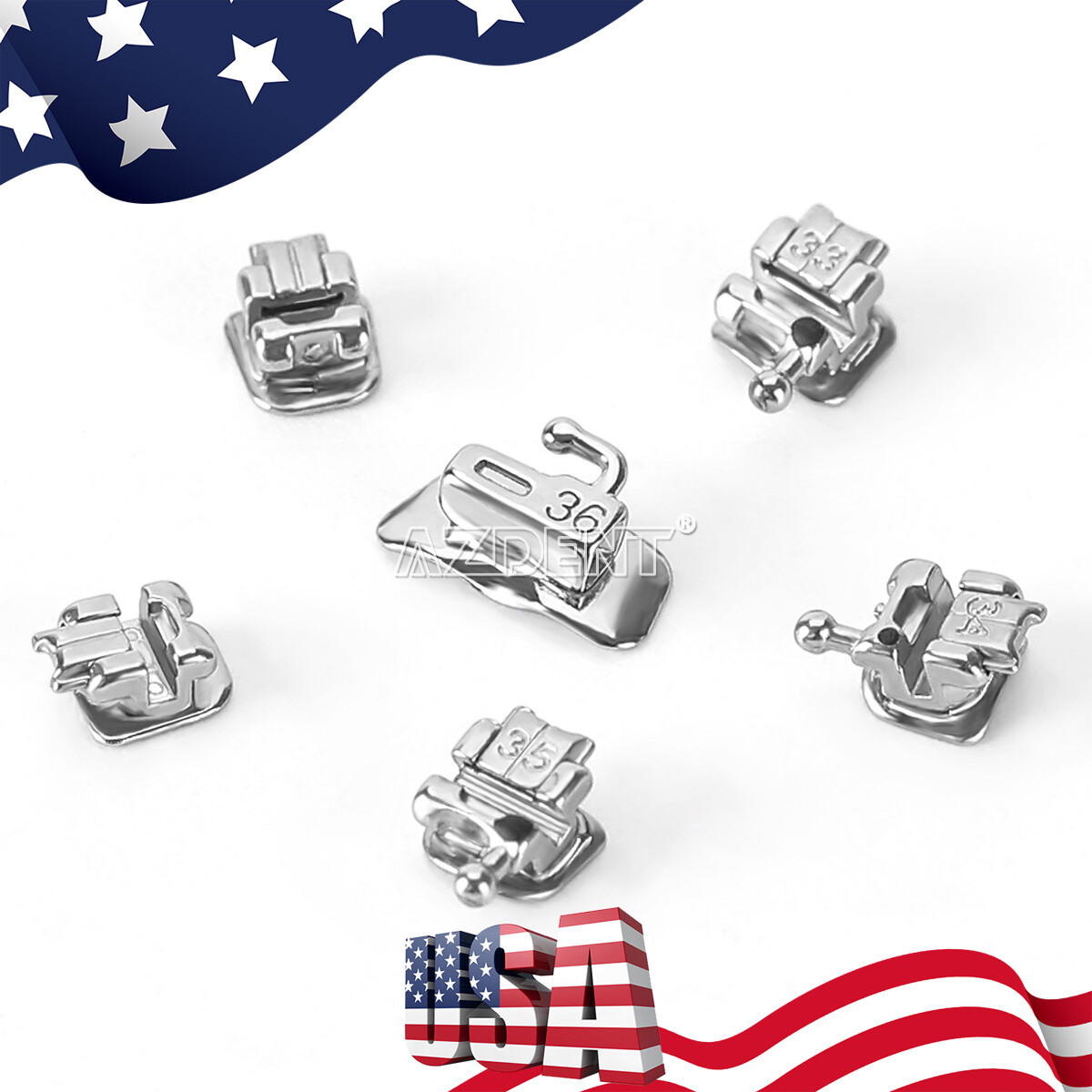 AZDENT Dental Orthodontic Self-Ligating Brackets Braces Mini Roth.022 Hooks 345