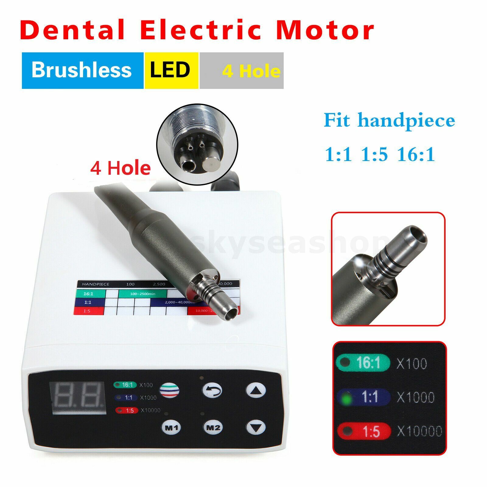 NSK Type Dental Brushless LED Electric Micromotor Fit for 1:1 16:1 1:5 Soa