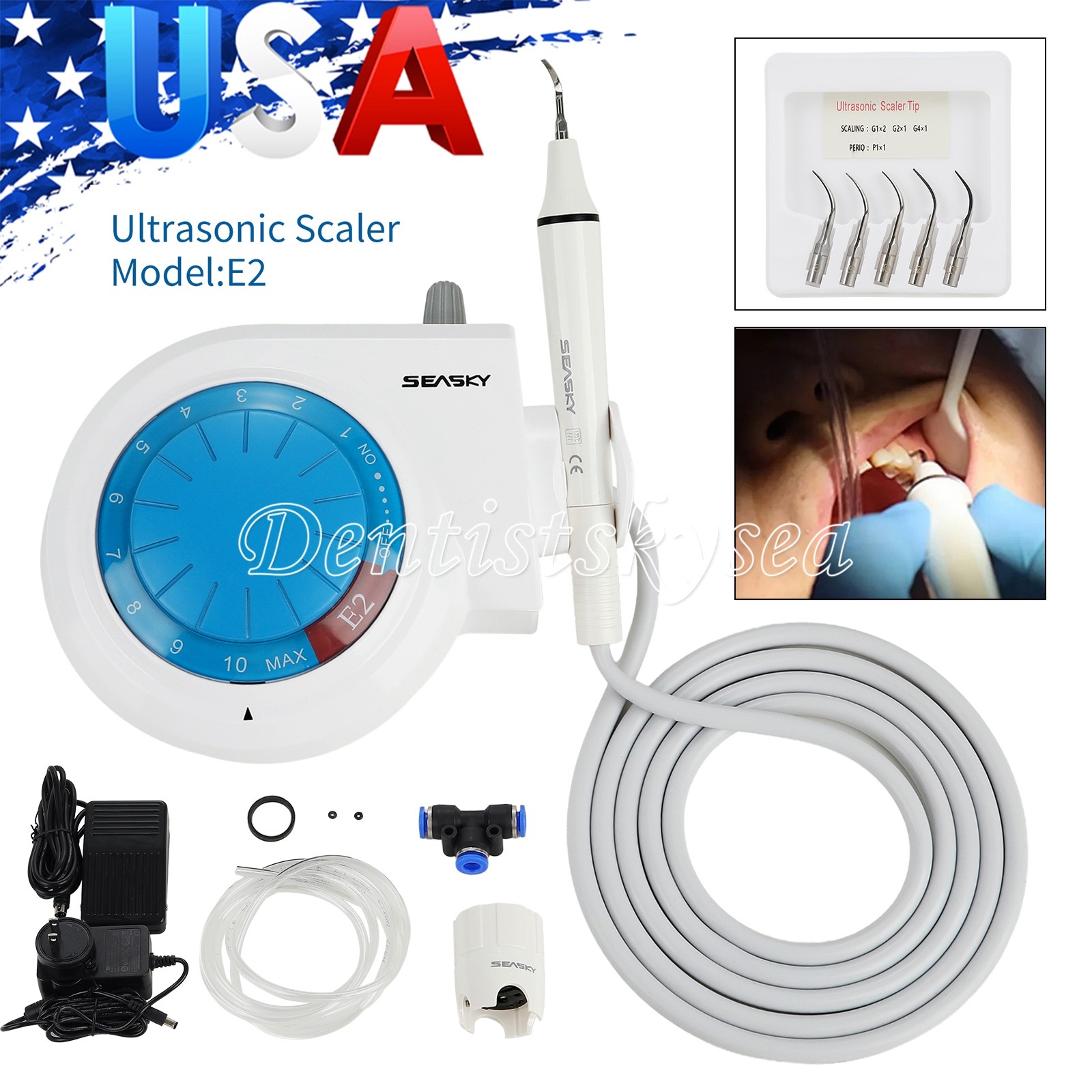 SEASKY Dental Ultrasonic Piezo Scaler w/ Handpiece 5*Tips fit EMS fit Cavitron E