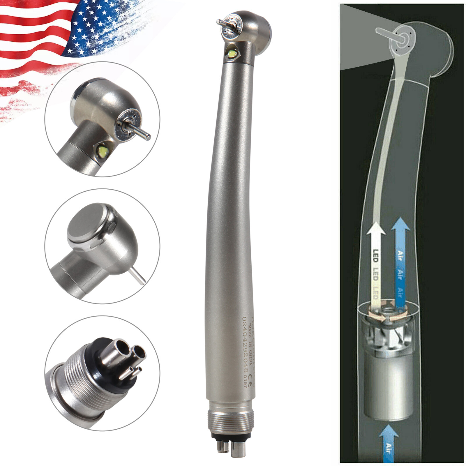 Dental Fiber Optic LED E-generator High Speed Handpiece 4H Connection Y