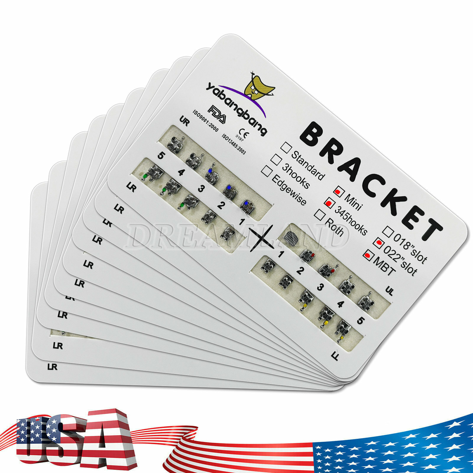 200PCS/10 Packs Dental Orthodontic Bracket Braces Mini Roth MBT 022 3-4-5 Hooks