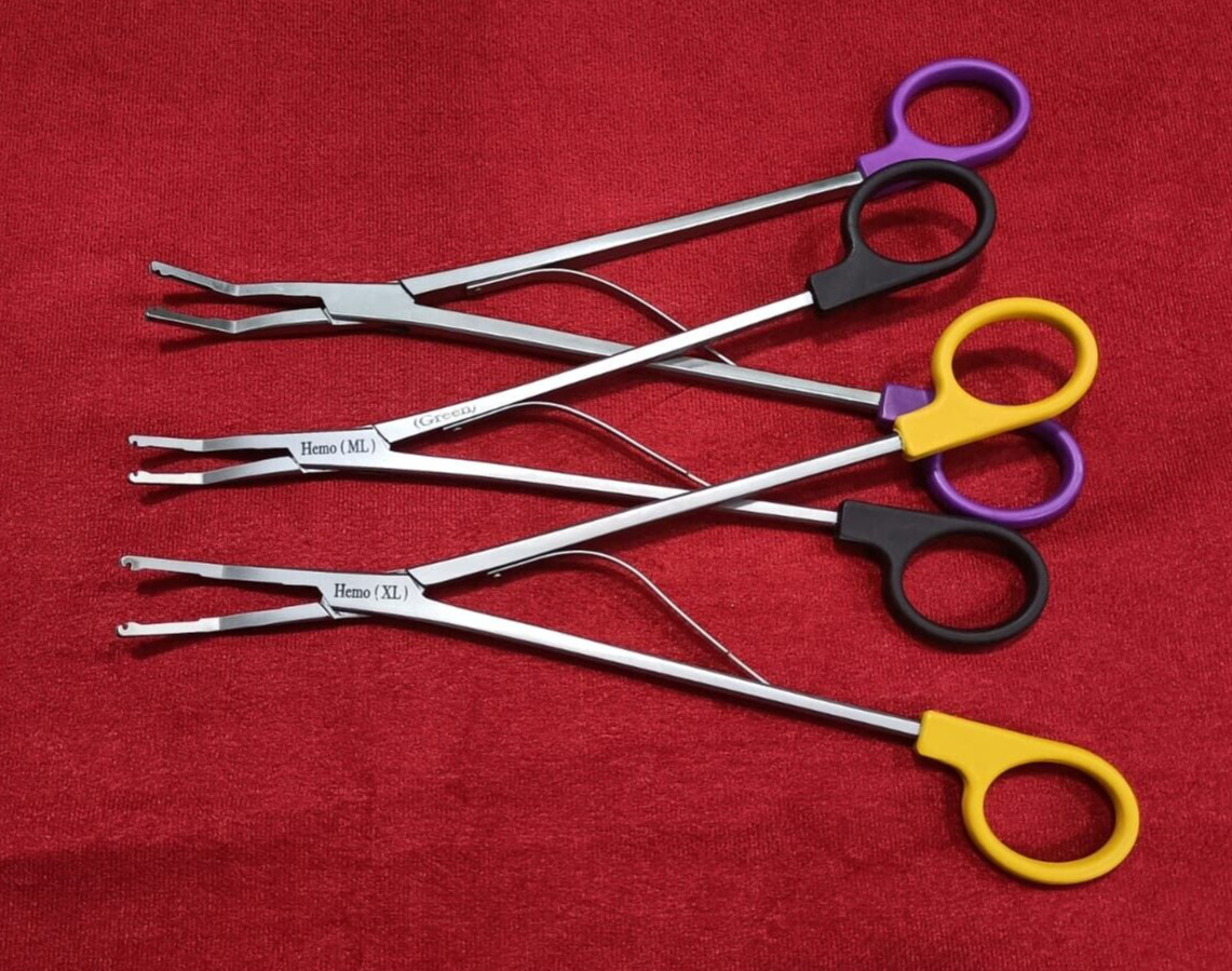 Reusable Open Surgery Hem-o-Lok Applier Purple/ Green/ Yellow (L/ML/XL) – 3 nos.