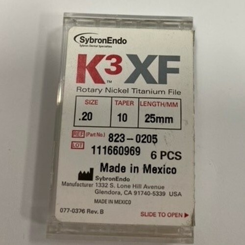 *6-Pieces* Kerr SybronEndo K3XF Files Taper-10 Size-0.20 Length 25mm 823-0205