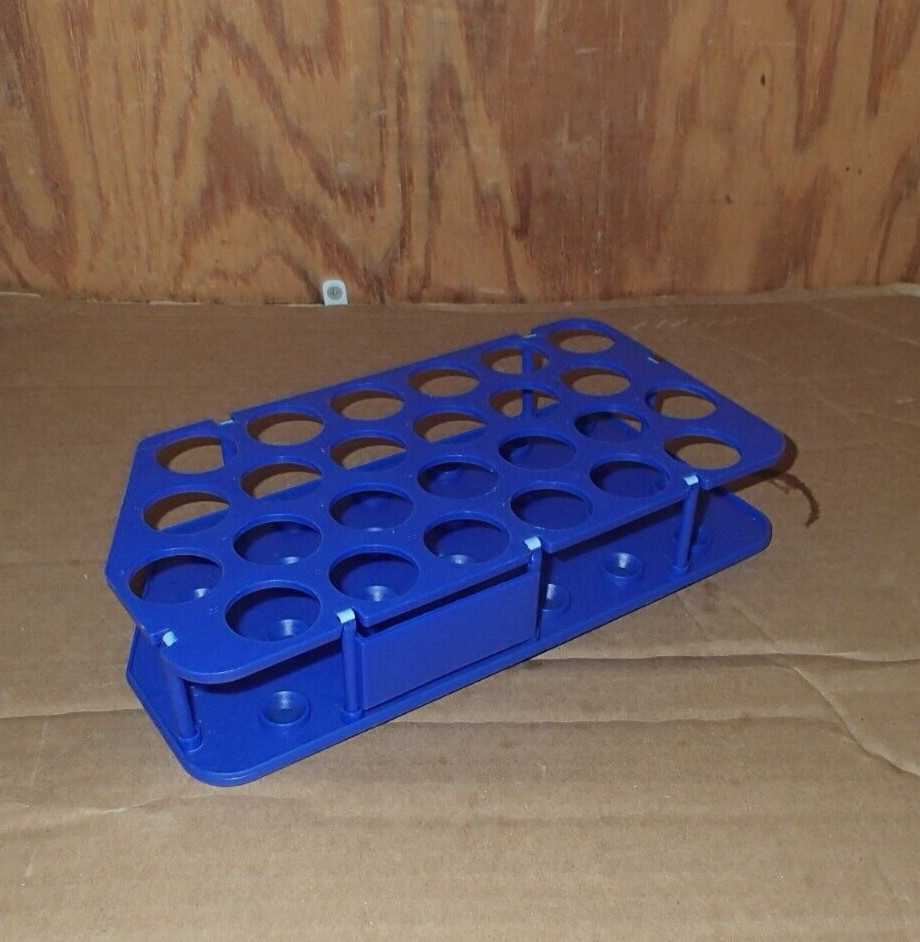25-Place Tube Rack Blue for 1″ Test Tubes 9-3/4″ X 5-1/4″ X 2″ (X2) NEW