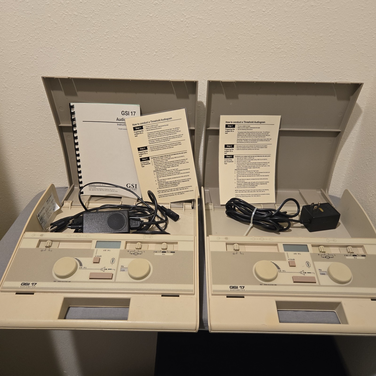 2 Grason Straler GSI 17 Audiometer w Power Supply Works NO HEADPHONES
