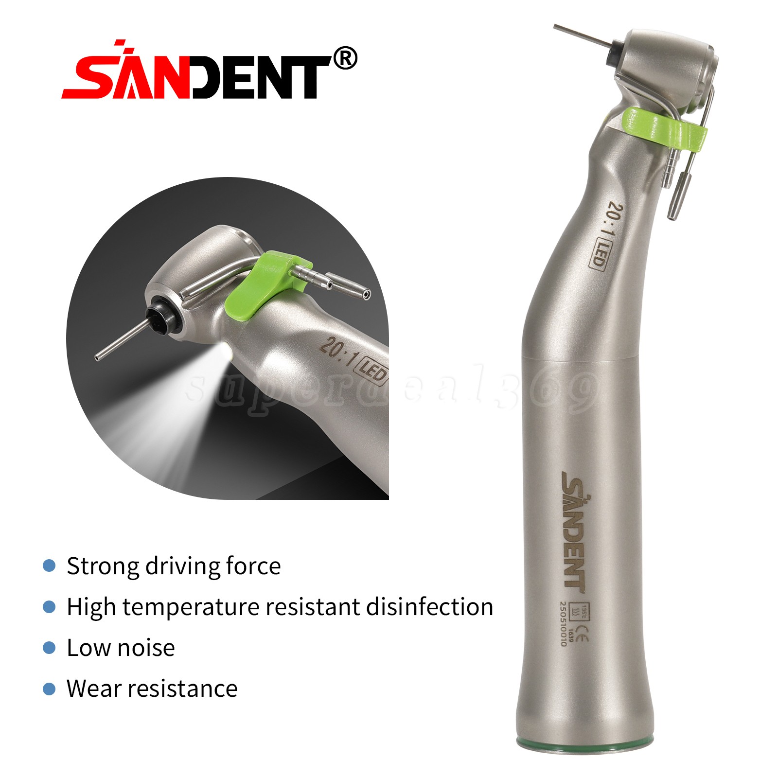 1-5 PCS led+, Surgical Contra Angle Dental Handpiece, LED 20:1 ds