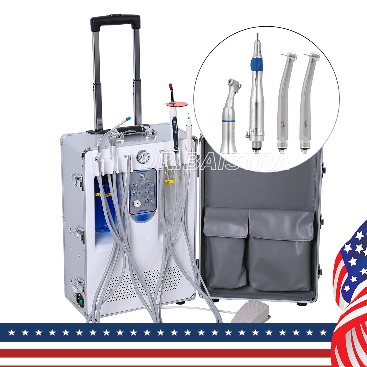 Portable Dental Delivery Unit With Curing Light Ultrasonic Scaler/ Handpiece Kit