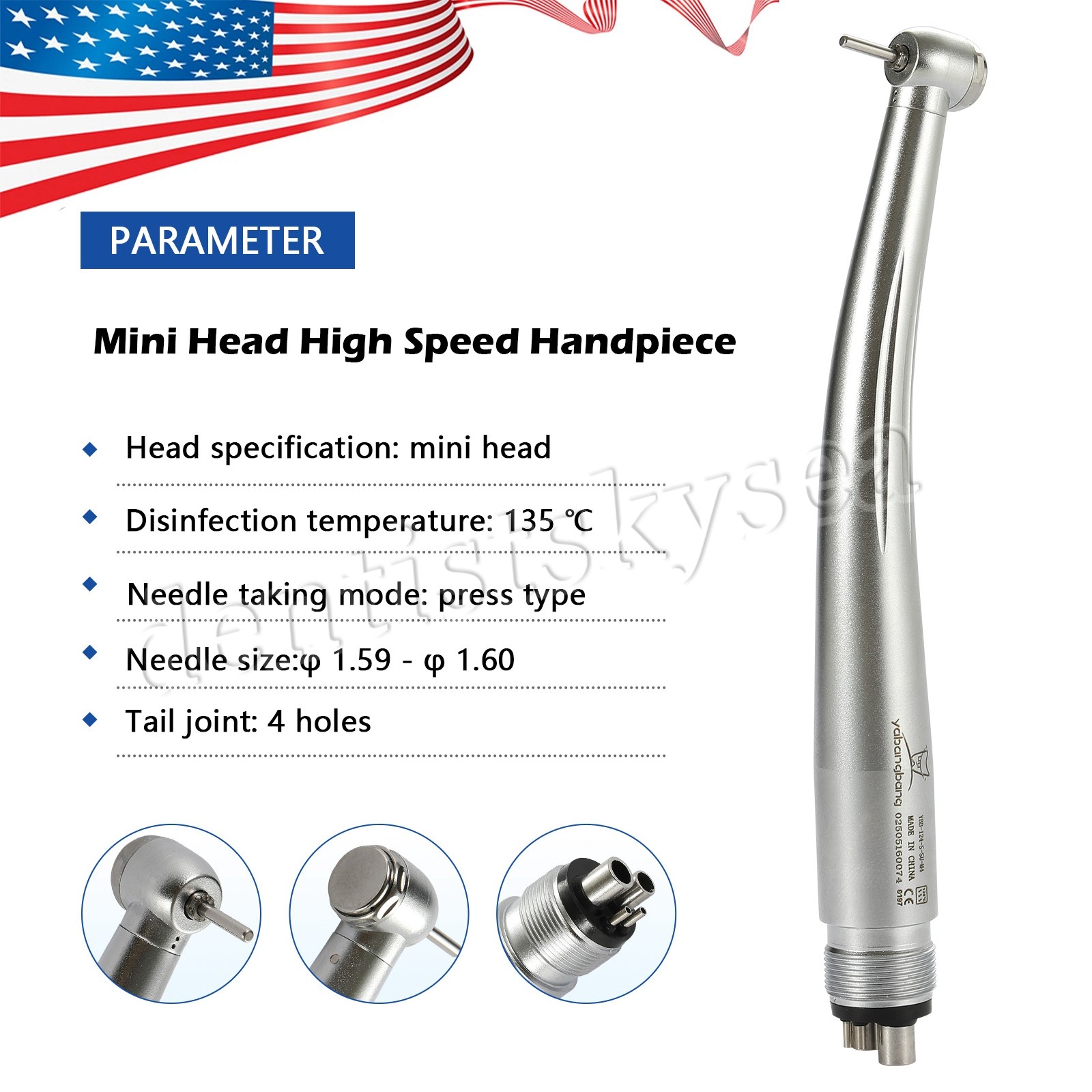 10Pcs Dental Fast High Speed Handpiece Push Button 4H U3BM Pediatric Mini