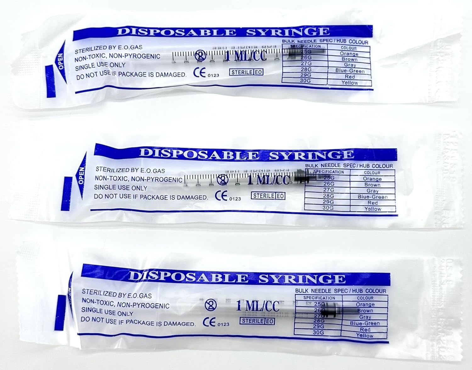 Syringes-1mL Luer Slip Tip Syringes, Sterile, Individually Wrapped, 100 Pcs P…