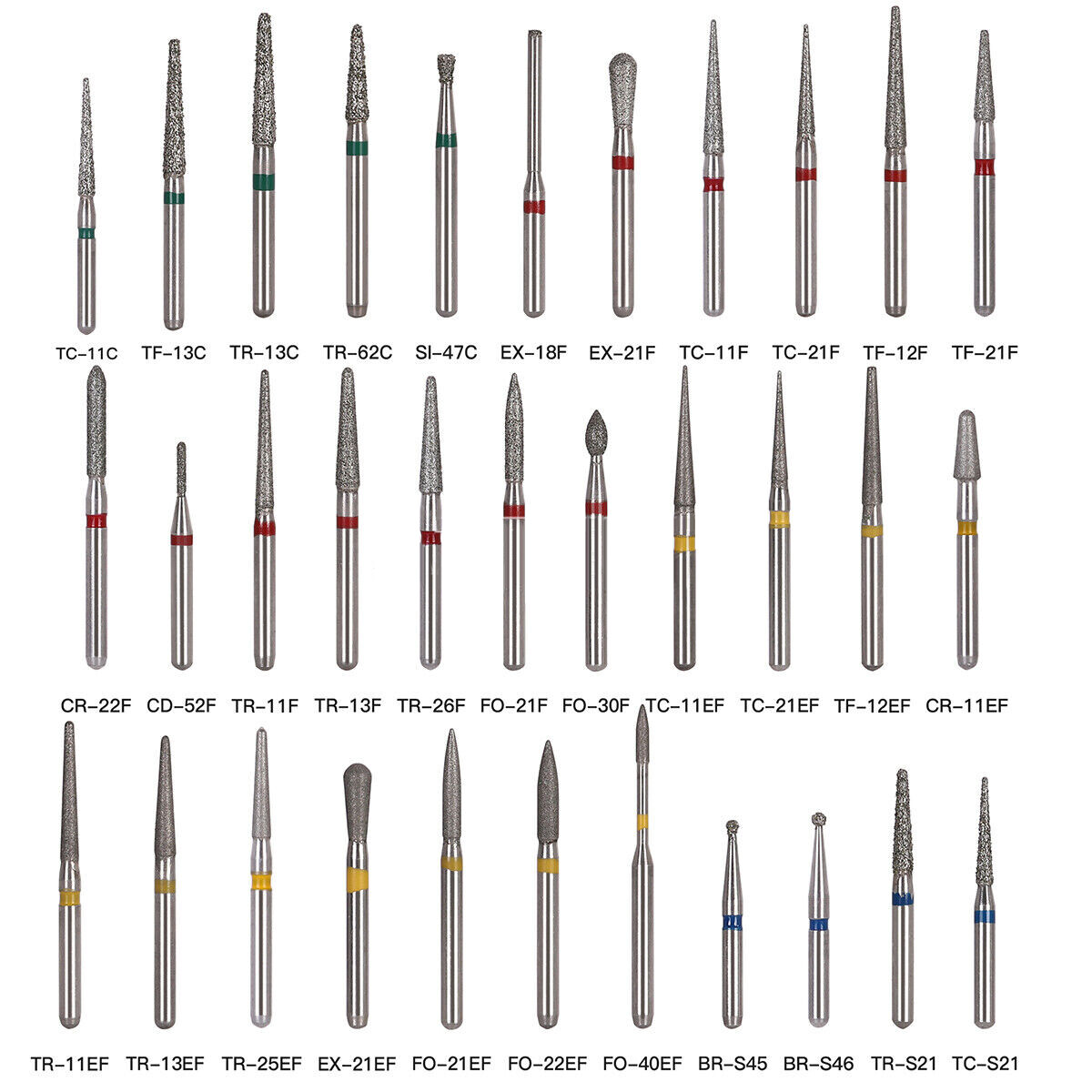 0.99 5Pcs Diamond Burs for High Speed Handpiece FG1.60mm Polishing Burs