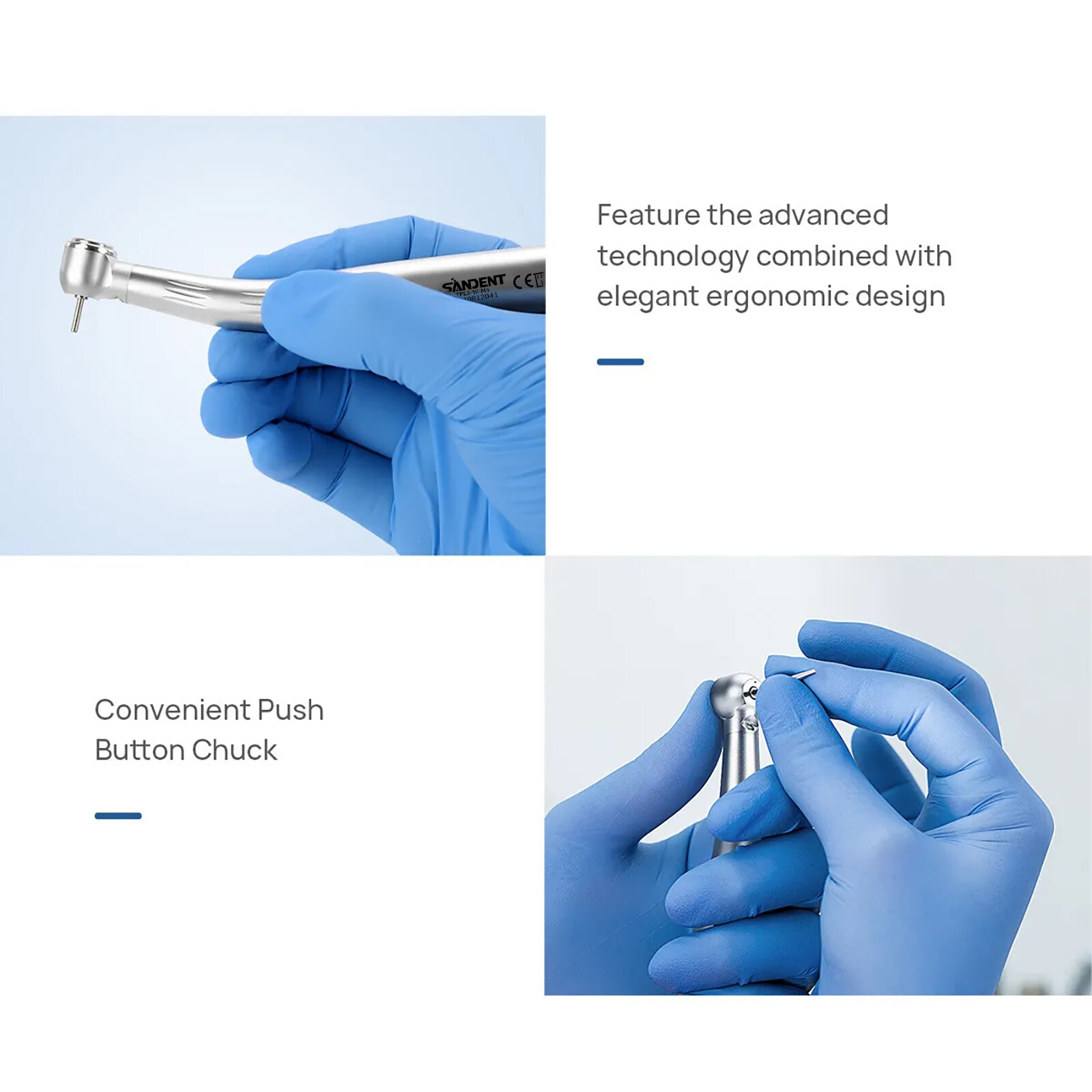1-10 PCS SANDENT Dental LED E-Generator High Speed Handpiece Push 4 H Ceramic po