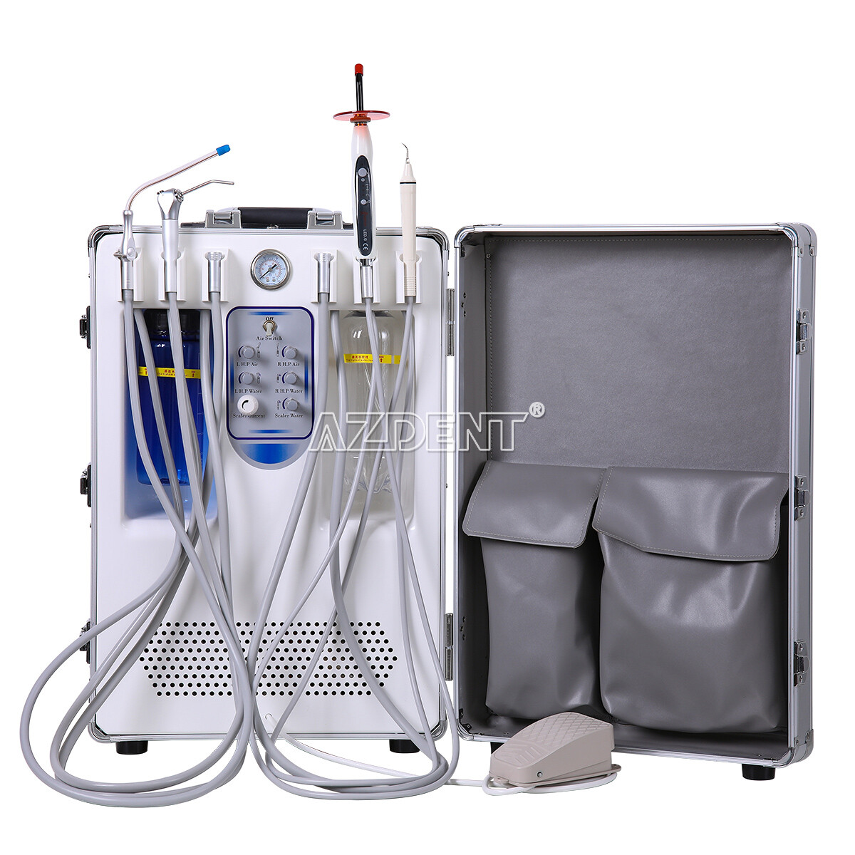 Portable Dental Mobile Delivery Unit Rolling Case Compressor Curing Light/ Chair