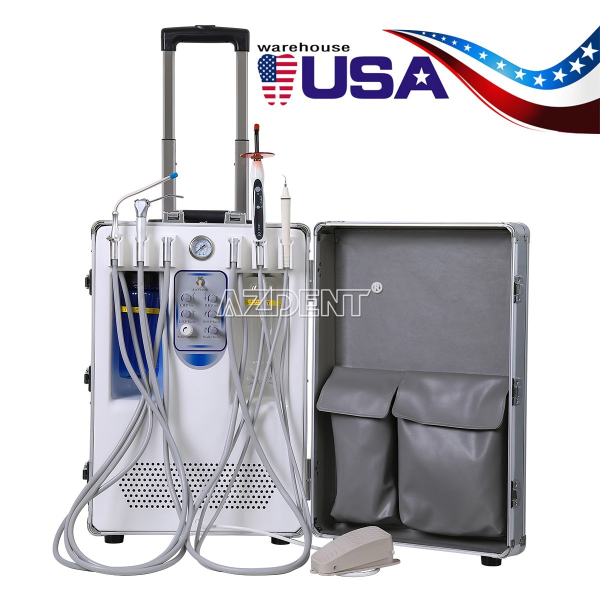 Portable Dental Mobile Delivery Unit System Air Compressor 4H/with Surgical Lamp