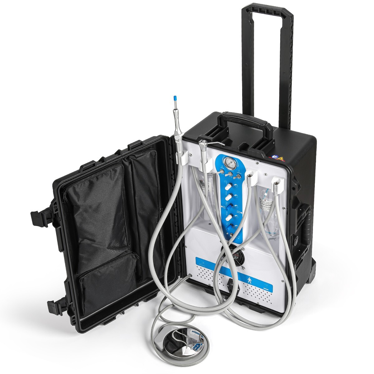 Portable Dental Delivery Unit Cart Air Compressor Syringe Suction 4 Hole P204S
